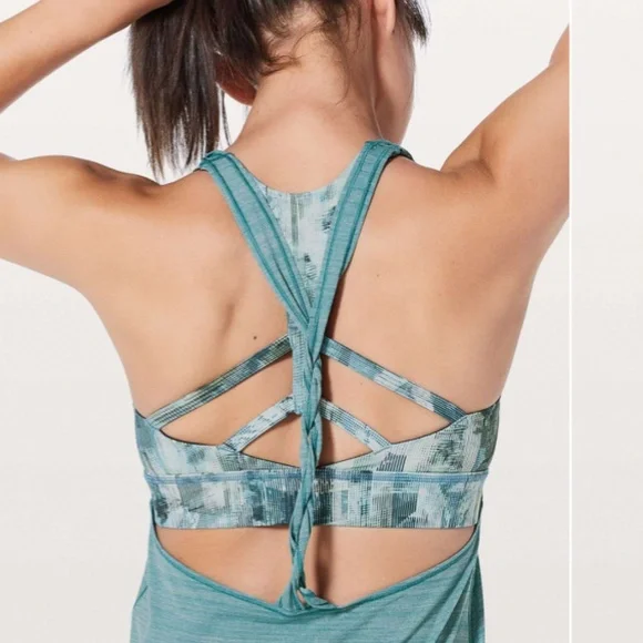 Lululemon Twist &Toil Tank Heathered Teal Blue Sun Dazed Multi Blue Size4 - Picture 2 of 5